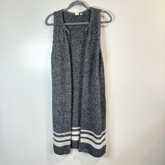 GAP Sweaters - Gap Merino Wool Duster Cardigan Size Small S Vest Gray White Stripe Knit